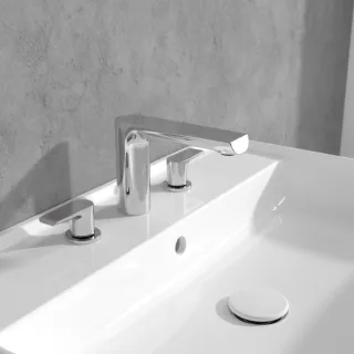 Villeroy und Boch Liberty Dreiloch-Waschtischarmatur TVW10700700061 ohne Ablaufgarnitur, verstellbarer Strahlregler, chrom