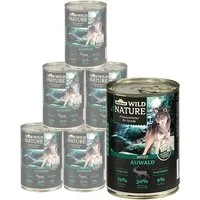 Dehner Wild Nature Auwald Rind, 6 x 400 / 800 g Dose Wild, Nassfutter für: Hunde, Nassfutter für ausgewachsene Hunde, glutenfrei
