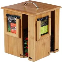 relaxdays Teebox drehbar aus Bambus, Bambus