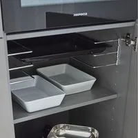 Kesseböhmer Küchenorganizer-Set Backblechhalter, zum Einbau in 60 cm breiten Küchenschrank, für 3 Backbleche 360 x 140 x 125 mm chrom poliert