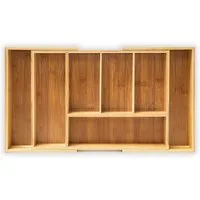 relaxdays Besteckkasten Bambus Besteckkasten verstellbar XL