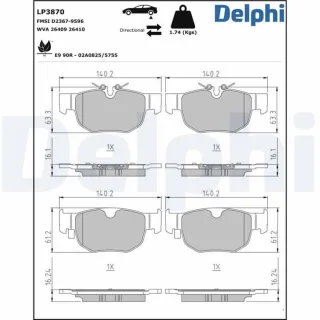 Delphi Bremsbel?ge hinten Jaguar F-Pace Land Rover Range 5,0