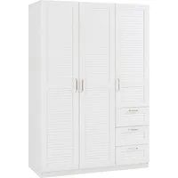 en.casa Kleiderschrank »Finning« 1 Stange, 4 Fächer, 3 Schubladen 176x120x52 cm Weiß