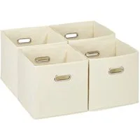 relaxdays Aufbewahrungsbox im 4er Set, Beige