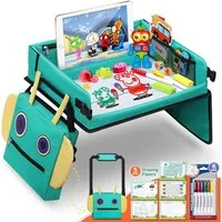 POPOLIC Spieltisch 2 In 1 Kinder Reisetisch 5 Pädagogische Zeichenpapiere, 6 Farbstifte, (Roboter-Rucksack Abnehmbarer Multifunktionaler, Auto Kinder Knietablett Reisetisch Reise Outdoor Indoor, 1-tlg)