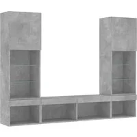 vidaXL TV-Wand 5-tlg. Wohnwand mit LED-Beleuchtung Betongrau Holzwerkstoff, (1-St)