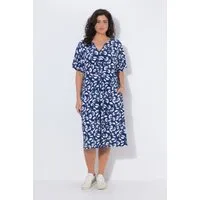 Ulla Popken Jerseykleid Midikleid Erdbeeren Tunika-Ausschnitt Halbarm