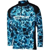 Savage Gear T-Shirt Savage Gear Marine UV Long Sleeve T-Shirt Sea Blue - Angelshirt