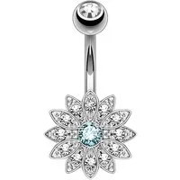 Taffstyle Bauchnabelpiercing Banane Piercing Bauchpiercing Chirurgenstahl Kristall Blume (Eleganter Blütenanhänger mit Zirkonia Kristallen und Kugelverschluss)