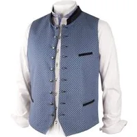 Moschen-Bayern Trachtenweste Gilet Alwin Blau Hochzeitsweste mit Jacquard-Muster
