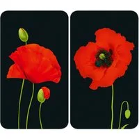 WENKO Herd-Abdeckplatte Universal Modell Mohn, Glas, Kunststoff, (Set, 2 tlg), Herdabdeckung für alle Herdarten, kratzfest, mit rutschfesten Füßen