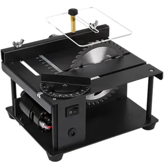 Multifunctional Mini Table Saw Kit Benchtop Cutter with Blade Lifting Function 0-90° Angle Cutting 7-Speed Control for D