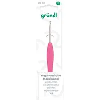Gründl Bastelnaturmaterial Gründl Ergonomische Häkelnadel 3,5 mm pink