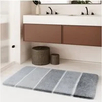 Homie Living Badematte Rio Marina, Höhe 30 mm, rutschhemmend beschichtet, schnell trocknend, fußbodenheizungsgeeignet, Polyester, rechteckig, flauschiger Badteppich, modern gestreift, waschbar, Badezimmerteppich