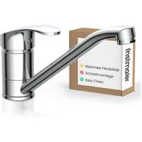 instmaier Spültischarmatur Vera Wasserhahn für Küche, Einhebelmischer Chrom mit leichtgängiger Keramikkartusche, Hochdruckarmatur