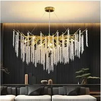 RRBEST Kronleuchter Modern Kronleuchter Kristall Leuchte, Luxus Kristall Pendelleuchte, Dimmbar Kristall Hängeleuchte, für Esszimmer, Wohnzimmer, Schlafzimmer