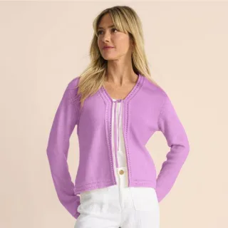 Cardigan aus Leinenmix zum Binden für Damen, Damen, size: regular, Lila, Baumwolle/Leinen, by Lands' End
