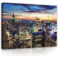 Wallarena Leinwandbild Stadt New York - Blau - Modern - Wohnzimmer, Stadt, 60x40x2cm