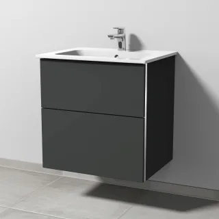 Sanipa 3way Waschtischunterbau zu Duravit ME by Starck Waschtisch mit 2 Auszügen, Graphit-Matt BP7241B