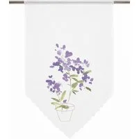 EXPERIENCE Scheibengardine Design Kuvert, weiß, Blume lila, BxH 60x90cm, 4052-01, (1 St), Stangendurchzug, transparent