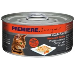 PREMIERE Fine Filets Nassfutter Katze Adult Huhn mit Kürbis 48x80 g