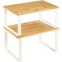 Youyijia Gewürzregal Küchenschrank Organizer Set stapelbar Metall Holz Gewürzregal Küche