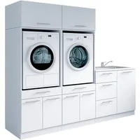 Laundreezy Mehrzweckschrank-Set Laundreezy, 6-tlg. Mehrzweckschrank-Set B/H/T 236/200/68 cm, (6-St), Breite 236 cm, Soft-Close-Funktion, höhenverstellbare Füße