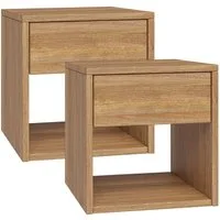 skølm Nachtschrank Floki aus Eiche Massivholz (2er Set, natur geölt, 2-St) Nachtschrank mit Schublade, 40x40x40 cm