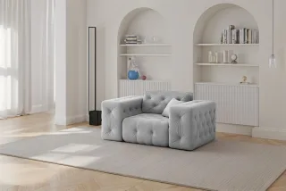 Sessel Designersessel CHANTAL in Stoff Moly Hellgrau