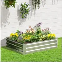 Outsunny Hochbeet Gartenbeet aus verzinktem Stahl (Pflanzkasten, 1 St., Gemüsebeet), 120 x 90 x 30 cm für Garten Balkon Terrasse, für Blumen, Pflanzen