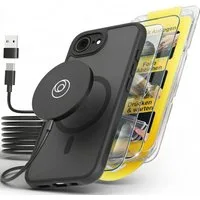 GreenHec Handyhülle iPhone 17e / 16e Hülle MagSafe Case Handy Schwarz Schutzhülle Cover 6,1 Zoll, Magnet Cover Magnetische Hülle Kameraschutz Black Matt Bumper Stoßfest