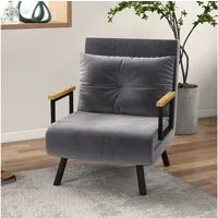 HOMCOM Schlafsofa Schlafcouch mit Bettfunktion, Verstellbare Sessel 1 Teile, 73 x 63 x 81 cm, Dunkelgrau