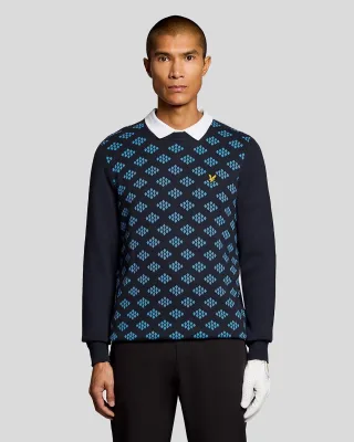 Baumwoll-Pullover mit Rundhalsausschnitt und Rautenmuster