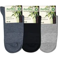 Die Sockenbude Kurzsocken BAMBUS (Bund, 3-Paar, grau, blau, schwarz) mit weichem Komfortbund ohne Gummi