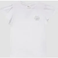 s.Oliver Kurzarmshirt T-Shirt T-Shirt mit Volantärmeln und Applikation