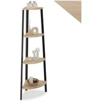 tectake Bücherregal Eckregal, inklusive Kippschutz, 34 x 34 x 125 cm, Holzregal Newbridge 1-tlg., mit 4 Ebenen, mit höhenverstellbaren Kunststofffüßen