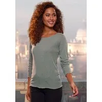 LASCANA Langarmshirt mit feiner Glitzereinfassung aus luftigem Viskose-Feinstrick