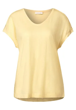 Street One - Jersey V-Neck T-Shirt gelb - Gr. - 36