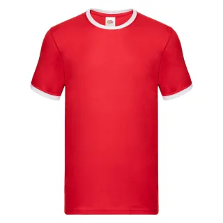Fruit of the Loom - "Ringer" T-Shirt für Herren (Rot/Weiß)