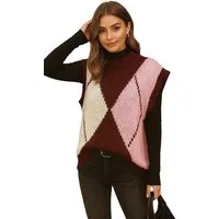 Worldclassca Pullunder WORLDCLASSCA Damen Strickpullunder Kariert Karo Muster Pulli Neue Kollektion - Stilvolle und gemütliche Strickmode für Damen