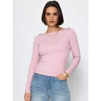 SASSYCLASSY Langarmshirt Langarmshirt mit U-Boot Ausschnitt für Damen Elegantes Shirt in feiner Rippstruktur