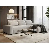 Beautysofa Ecksofa Benny mit Schlaffunktion und Bettkasten, modernes Cord-Sofa POSO in Beige, Liegefläche: 140 × 218 cm
