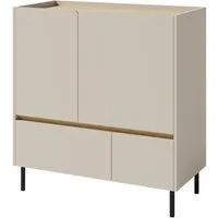 Beautysofa Kommode LICO mit 2 Schubladen, 2 Türen, 2 Regalböden (ideal für Jugendzimmer, Schlafzimmer, 95x40x105 cm), moderne Farben Sandbeige oder Eukalyptus