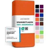 Jacobson Spannbettlaken aus 100% Baumwolle, Jersey Bettlaken 160 g/m², Spannbetttuch mit Gummizug, pflegeleicht & viele Farben