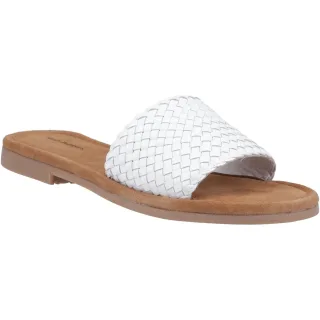 Hush Puppies Hetty Slide Leder Damenweiße Sandalen