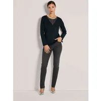 MADELEINE Langarmshirt Glamouröser Pullover, Strassakzente Rundhals-Shirt mit Strass, langärmelig aus Baumwoll-Stretch