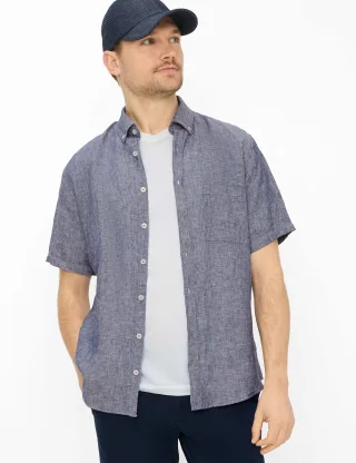Brax Herren Hemd Style DAN marine, Blau, Gr. L