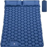 Refined Living Isomatte 120 x 200cm Isomatte Selbstaufblasend 2 Personen Outdoor mit Kissen, (integrierter Fußpumpe Luftbett Luftmatratze aufblasbar Reisebett Blau, 1-tlg., Camping Zelt Matratze Schlafmatte Ultraleicht Reißfest Wasserdicht), Ultralei