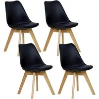 Woltu Esszimmerstuhl (Set, 4 St), Polsterstuhl Bezug Kunstleder, Massivholz