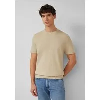 s.Oliver Kurzarmpullover Strickpullover Gestricktes T-Shirt aus Baumwoll-Leinen-Mix